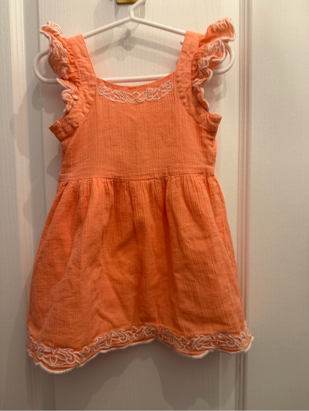 Janie Jack Girls Orange Embroidered Ruffle Strap Dress
